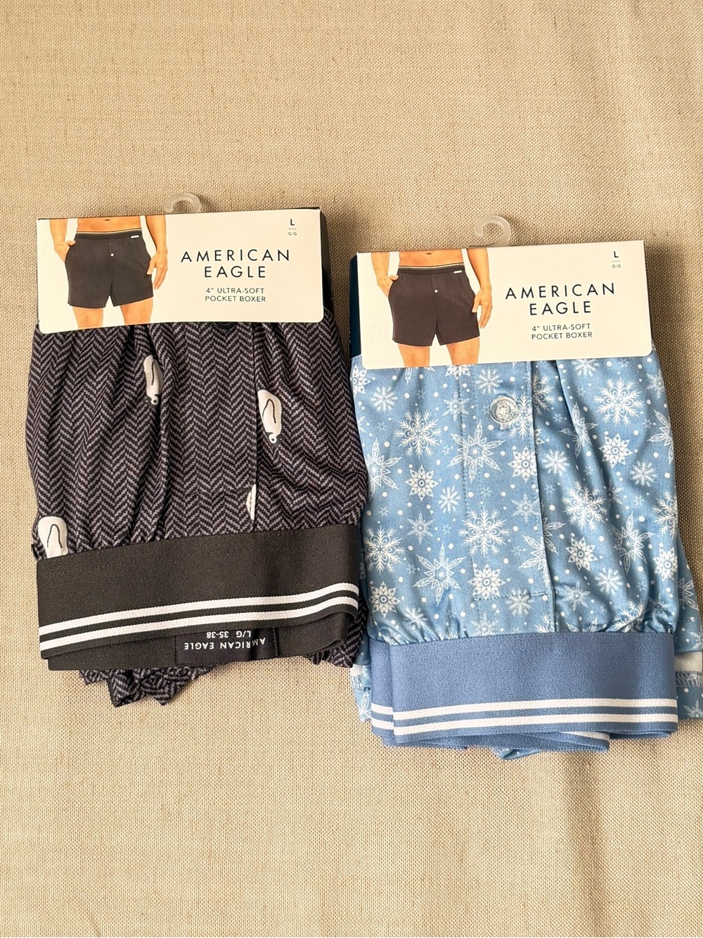 American Eagle Outfitters Men's Boxer Shorts - Black & Light Blue